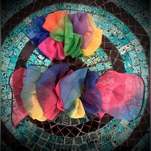 Vintage Early 90s Rainbow Fabric Snap Barettes - Set of 2